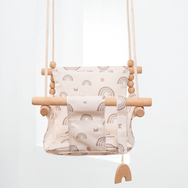 Cotton Canvas Baby Swing Chair with Cushion – Indoor & Outdoor Hanging Seat for Toddlers & Kids