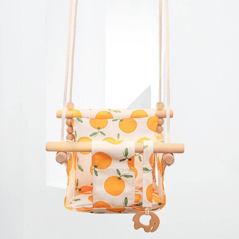 Cotton Canvas Baby Swing Chair with Cushion – Indoor & Outdoor Hanging Seat for Toddlers & Kids