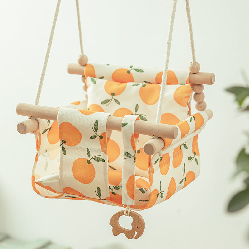 Cotton Canvas Baby Swing Chair with Cushion – Indoor & Outdoor Hanging Seat for Toddlers & Kids