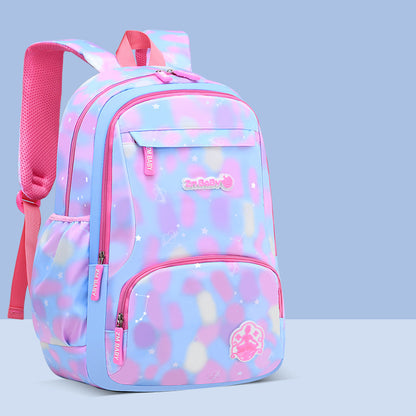 Korean-Style Kids School Backpack (Water-Resistant, Lightweight) – Pastel Star Print