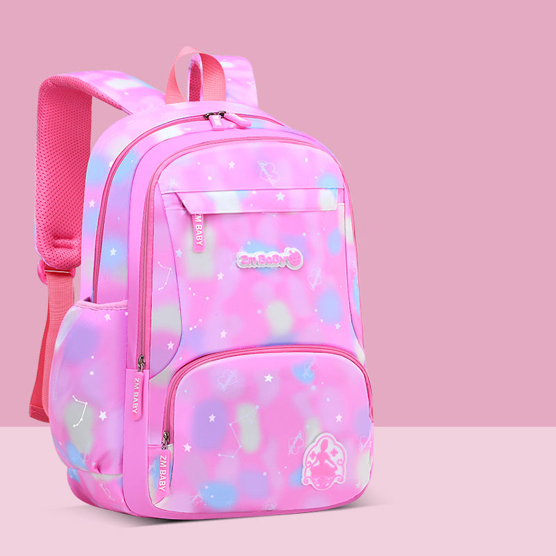 Korean-Style Kids School Backpack (Water-Resistant, Lightweight) – Pastel Star Print