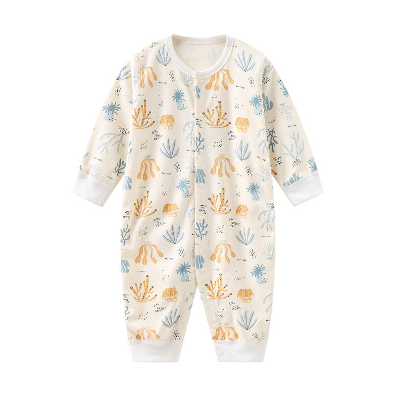 Baby Long-Sleeve Cotton Romper – Soft Printed One-Piece for Newborns & Toddlers