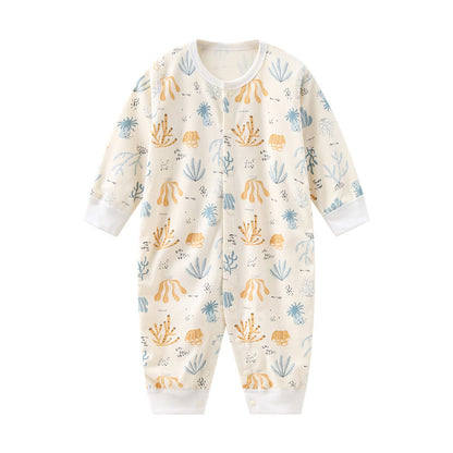 Baby Long-Sleeve Cotton Romper – Soft Printed One-Piece for Newborns & Toddlers