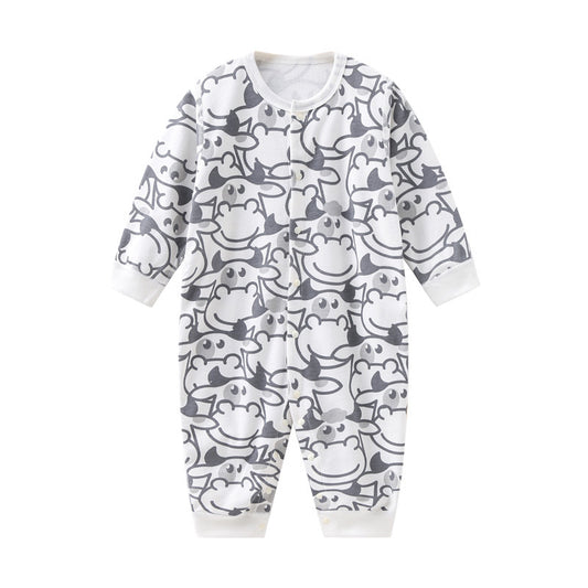 Baby Long-Sleeve Cotton Romper – Soft Printed One-Piece for Newborns & Toddlers