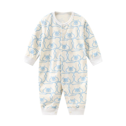 Baby Long-Sleeve Cotton Romper – Soft Printed One-Piece for Newborns & Toddlers