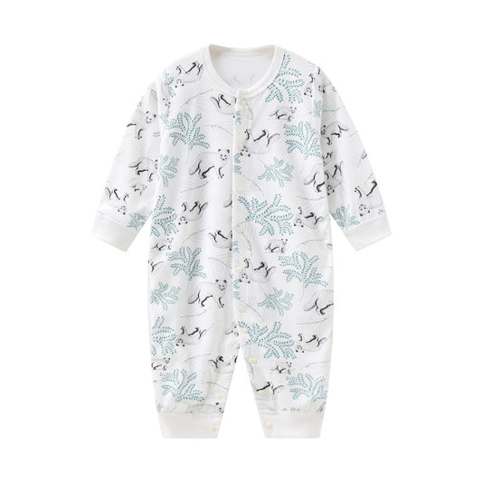 Baby Long-Sleeve Cotton Romper – Soft Printed One-Piece for Newborns & Toddlers