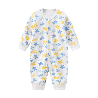 Baby Long-Sleeve Cotton Romper – Soft Printed One-Piece for Newborns & Toddlers