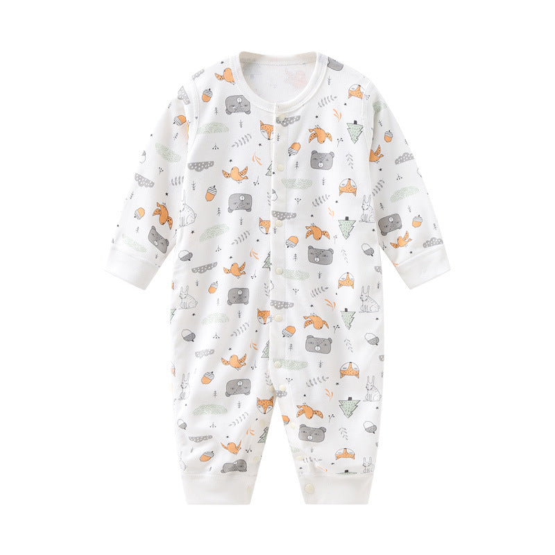 Baby Long-Sleeve Cotton Romper – Soft Printed One-Piece for Newborns & Toddlers