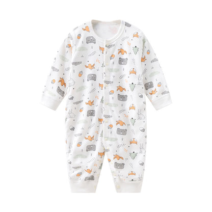 Baby Long-Sleeve Cotton Romper – Soft Printed One-Piece for Newborns & Toddlers