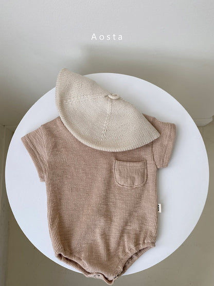 Baby & Toddler Ribbed Cotton Romper, Tee & Shorts – Loose Short-Sleeve Waffle-Knit Set in Neutral Tones