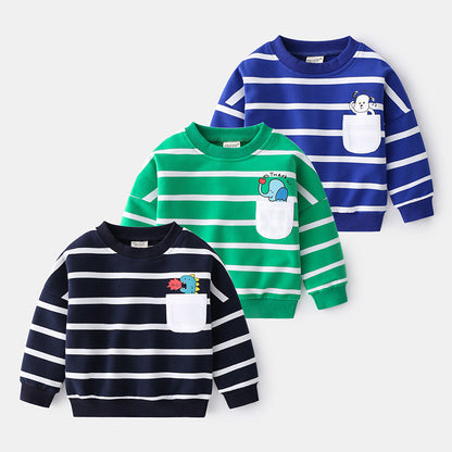 Toddler & Little Boy& Girl Striped Cotton Sweater – Soft Pullover for Spring & Fall