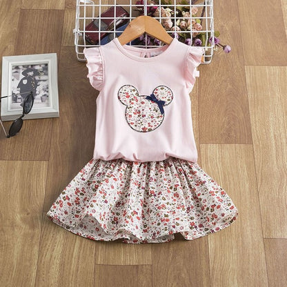 Flutter Sleeve Baby Girl Dress Set – Floral Skirt Outfit for Toddlers
