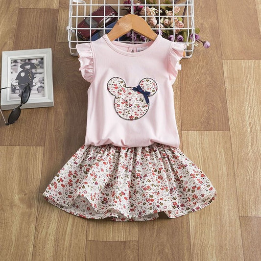 Flutter Sleeve Baby Girl Dress Set – Floral Skirt Outfit for Toddlers