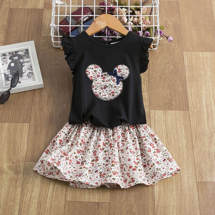 Flutter Sleeve Baby Girl Dress Set – Floral Skirt Outfit for Toddlers