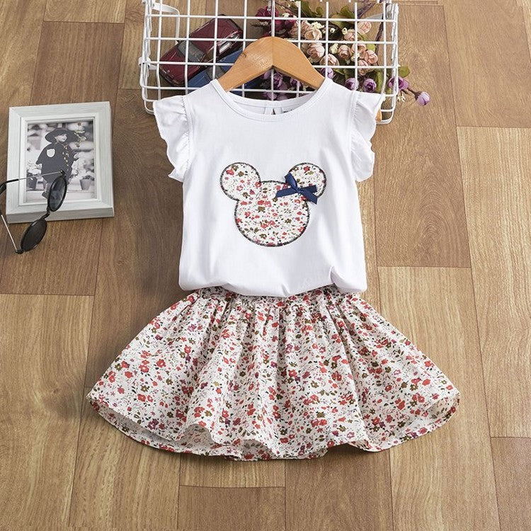 Flutter Sleeve Baby Girl Dress Set – Floral Skirt Outfit for Toddlers