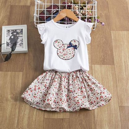 Flutter Sleeve Baby Girl Dress Set – Floral Skirt Outfit for Toddlers
