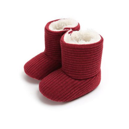 Sunflower Knit Baby Booties – Warm Soft-Soled Winter Shoes (0–12 Months)