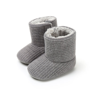 Sunflower Knit Baby Booties – Warm Soft-Soled Winter Shoes (0–12 Months)