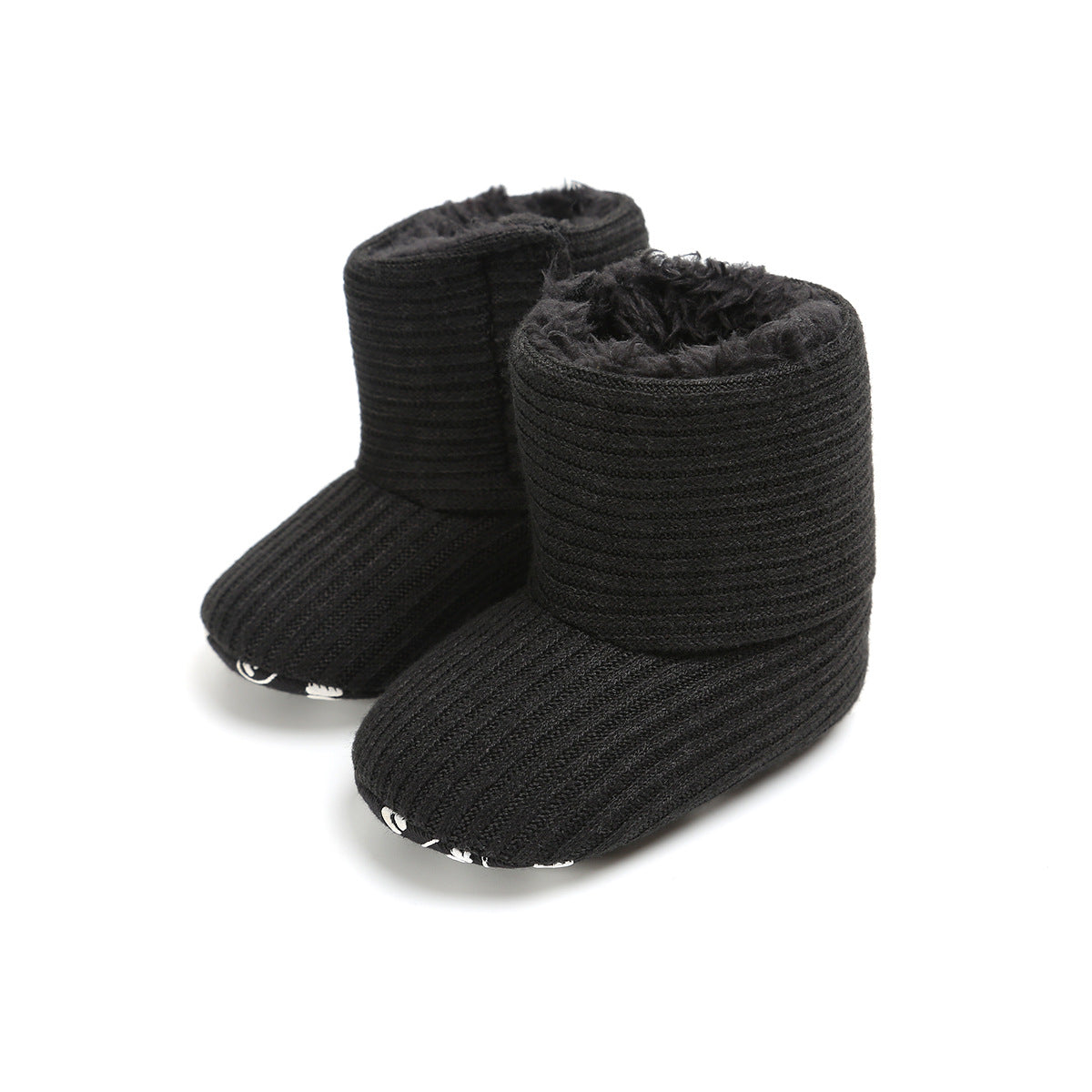 Sunflower Knit Baby Booties – Warm Soft-Soled Winter Shoes (0–12 Months)