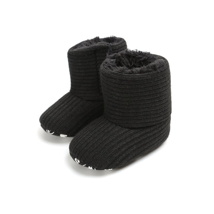 Sunflower Knit Baby Booties – Warm Soft-Soled Winter Shoes (0–12 Months)
