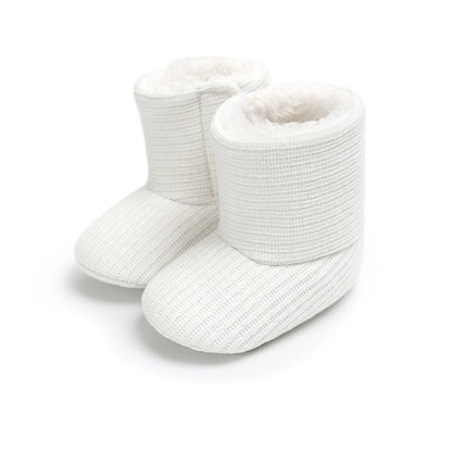 Sunflower Knit Baby Booties – Warm Soft-Soled Winter Shoes (0–12 Months)