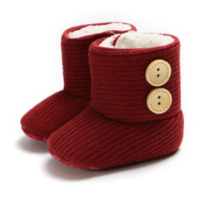 Sunflower Knit Baby Booties – Warm Soft-Soled Winter Shoes (0–12 Months)