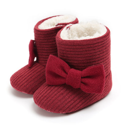 Sunflower Knit Baby Booties – Warm Soft-Soled Winter Shoes (0–12 Months)