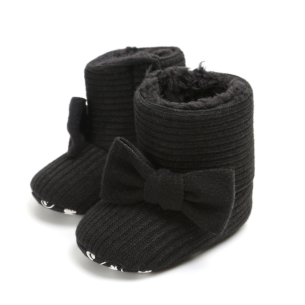 Sunflower Knit Baby Booties – Warm Soft-Soled Winter Shoes (0–12 Months)