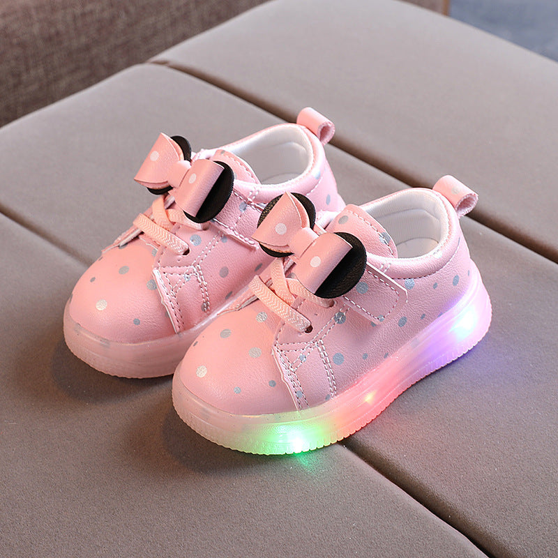 Girls’ Bow Light-Up Sneakers – LED Glow, Breathable & Non-Slip (Toddler)