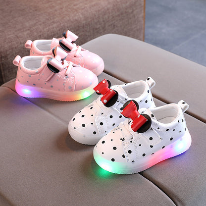 Girls’ Bow Light-Up Sneakers – LED Glow, Breathable & Non-Slip (Toddler)