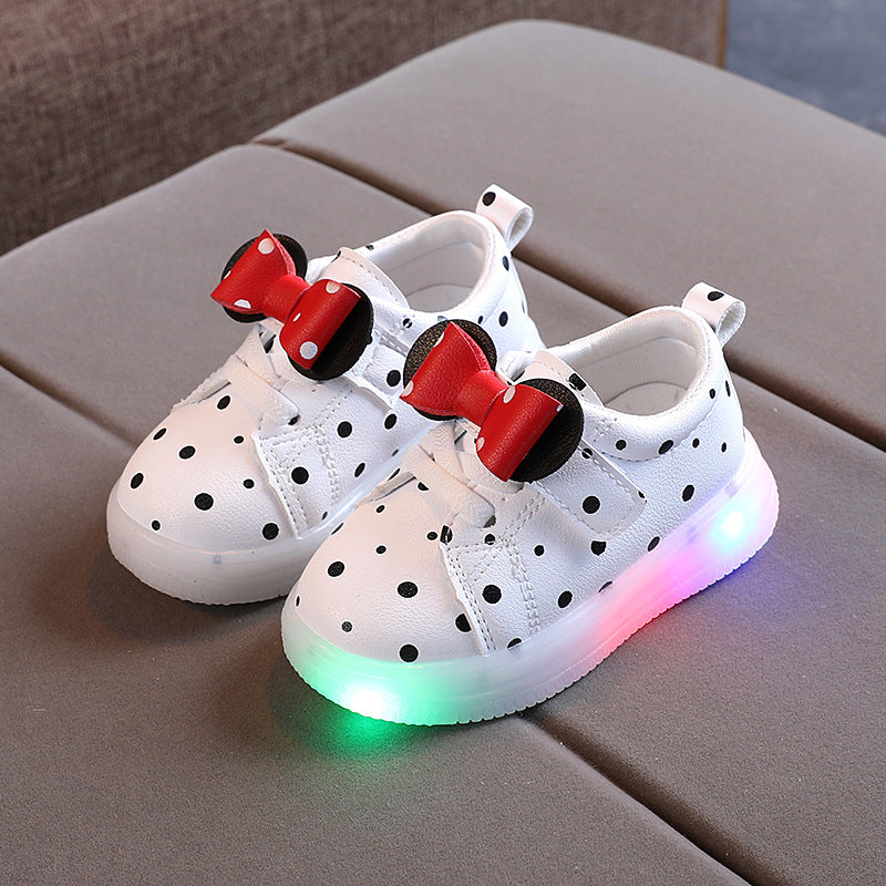 Girls’ Bow Light-Up Sneakers – LED Glow, Breathable & Non-Slip (Toddler)