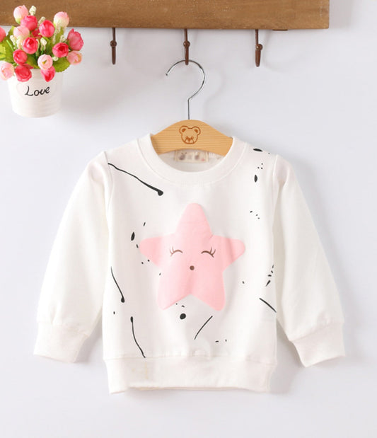 Pink Star Baby Sweater – Soft Autumn Pullover for Little Girls
