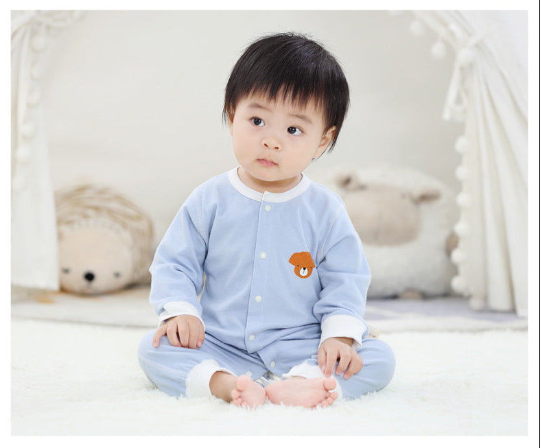 Baby Long-Sleeve Cotton Romper – Soft Printed One-Piece for Newborns & Toddlers