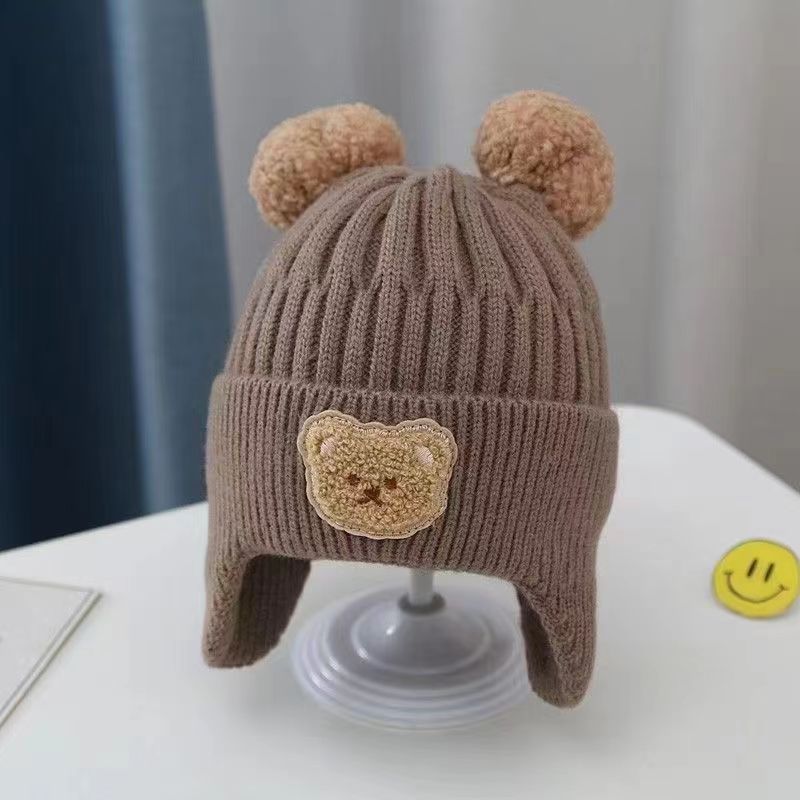 Baby & Toddler Teddy Bear Patch Rib-Knit Earflap Beanie