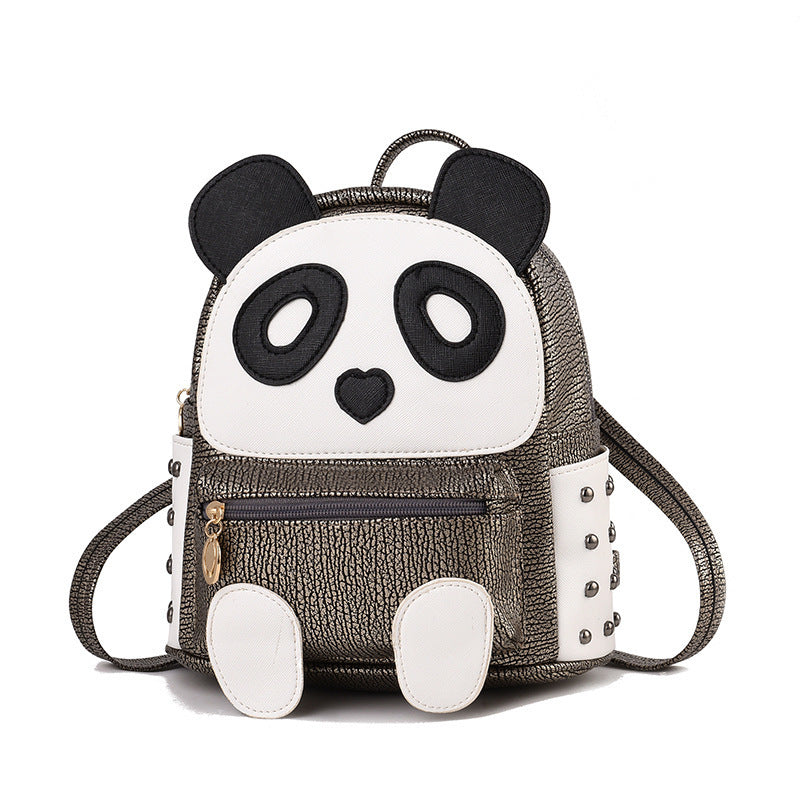Cartoon Panda Mini Backpack for Kids (PU Leather) – Cute Zipper Day Bag