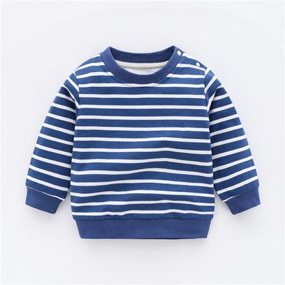 Baby & Toddler Striped Sweatshirt Pullover (Soft Cotton-Blend) – Easy-On Snap Shoulder