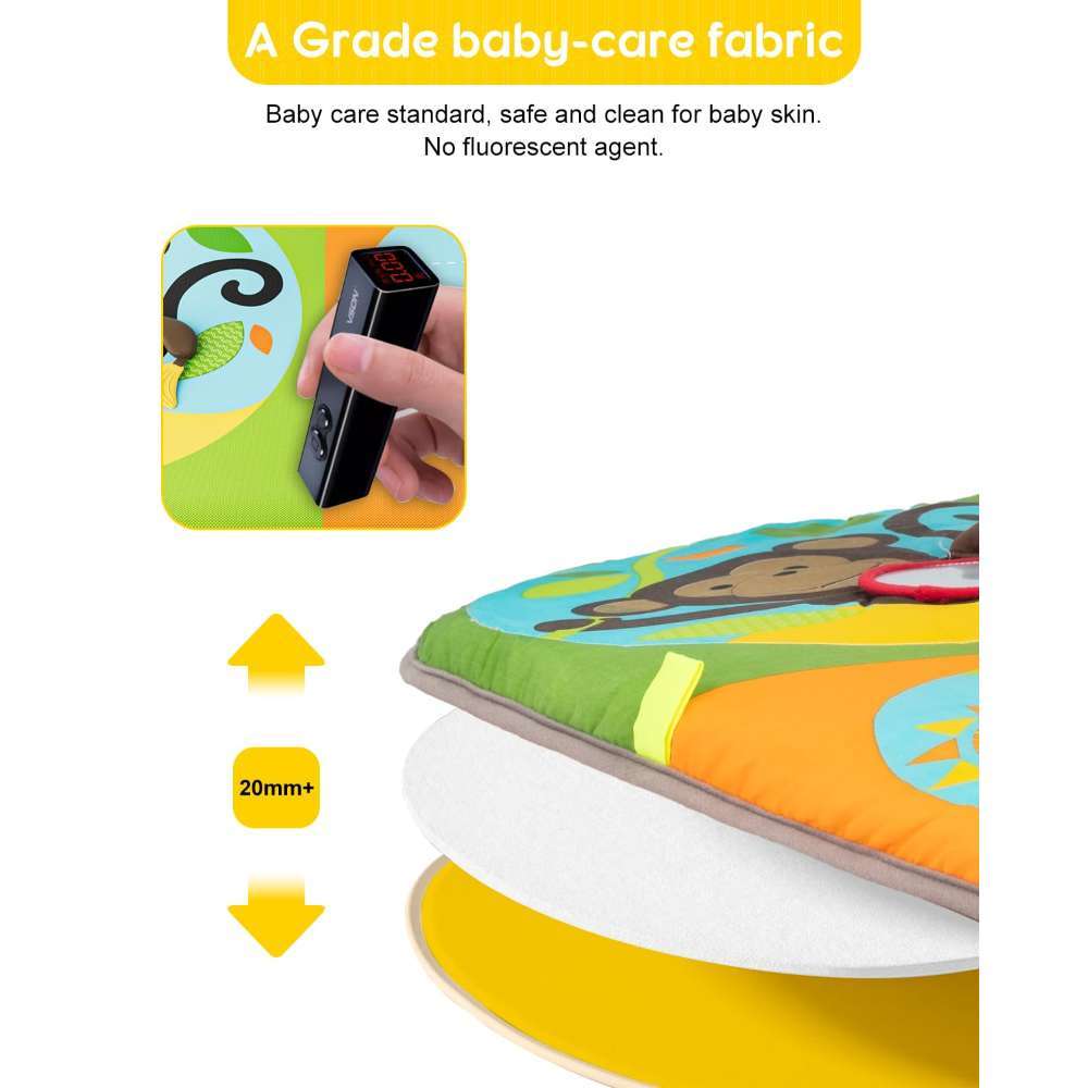 Keeygo Baby Play Mat – Zoo-Themed Sensory Gym for Infants 0–6 Months, Washable & Interactive