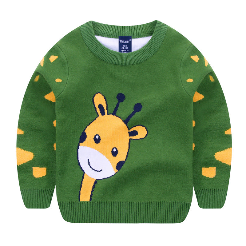 Kids Cartoon Animal Knit Sweater Pullover (Crewneck) – Long Sleeve Toddler & Kids Top