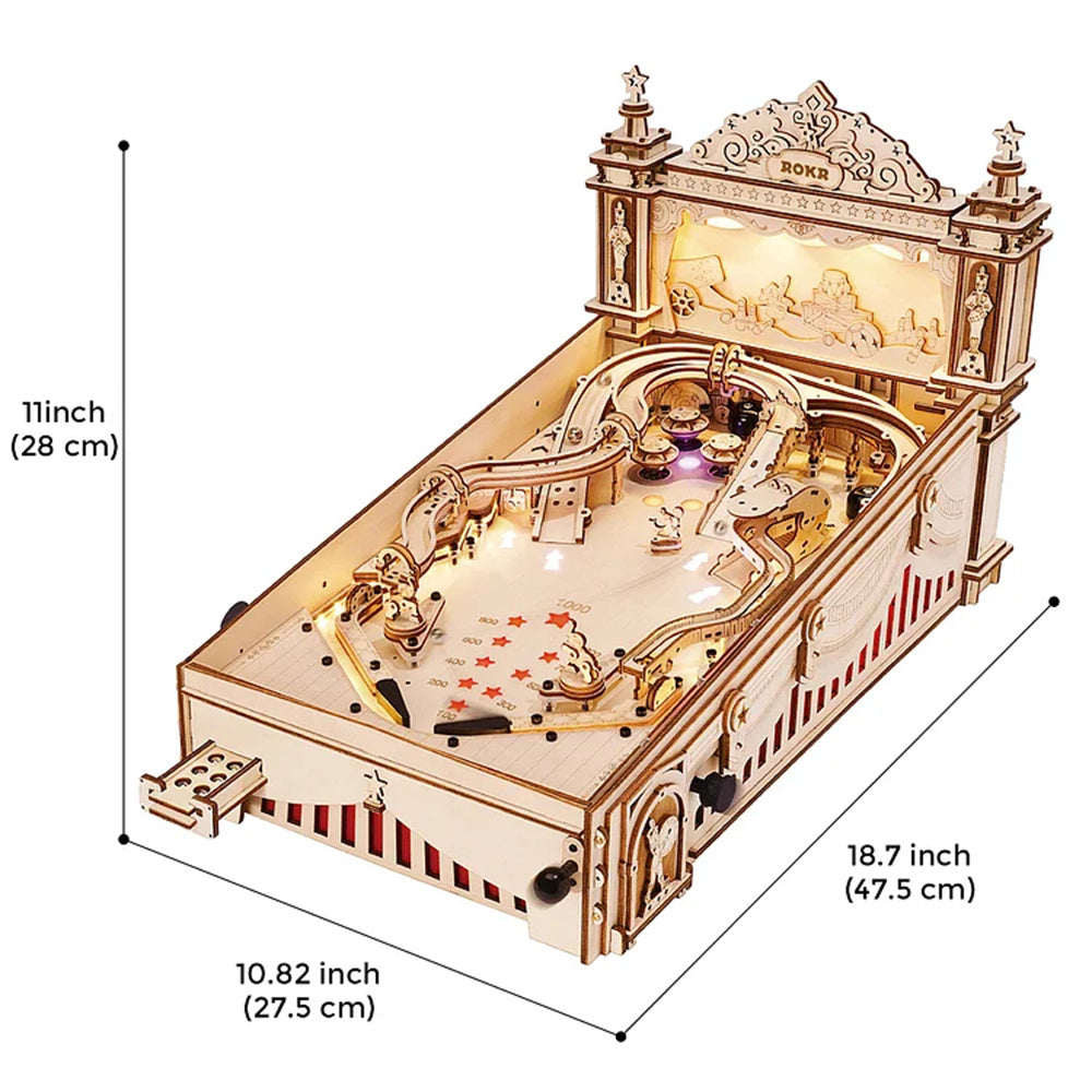 ROKR 3D Wooden Pinball Machine Puzzle – Mechanical Model for Teens & Adults