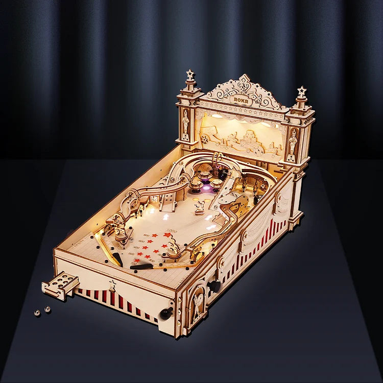 ROKR 3D Wooden Pinball Machine Puzzle – Mechanical Model for Teens & Adults