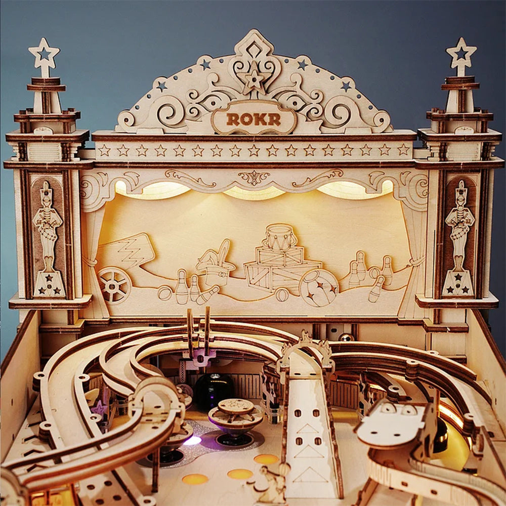 ROKR 3D Wooden Pinball Machine Puzzle – Mechanical Model for Teens & Adults