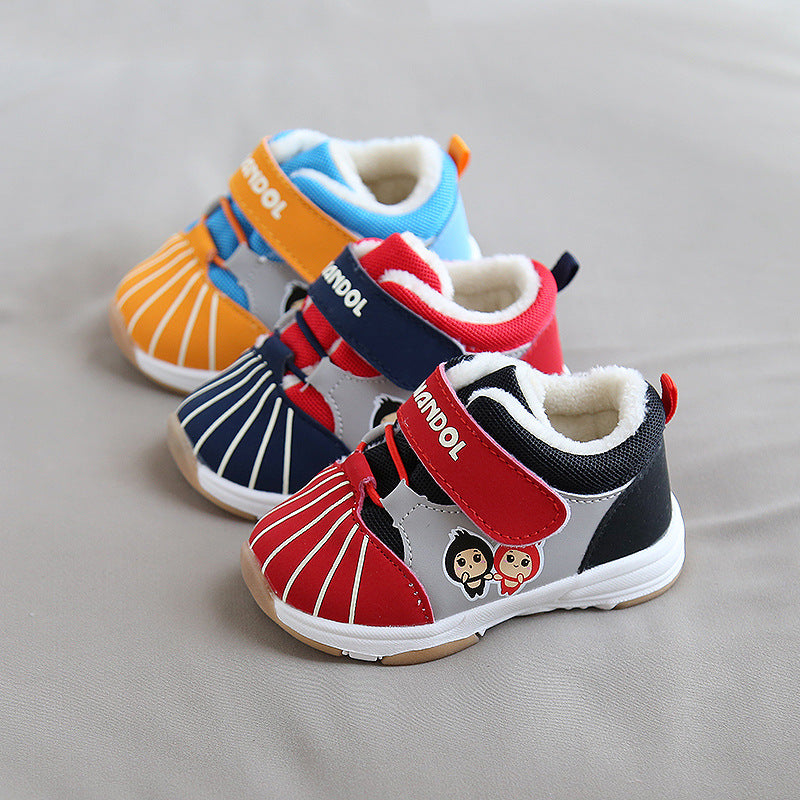 Fleece-Lined Toddler Sneaker Boots with Velcro Strap – Warm Non-Slip First Walker Shoes