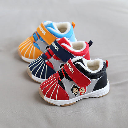 Fleece-Lined Toddler Sneaker Boots with Velcro Strap – Warm Non-Slip First Walker Shoes
