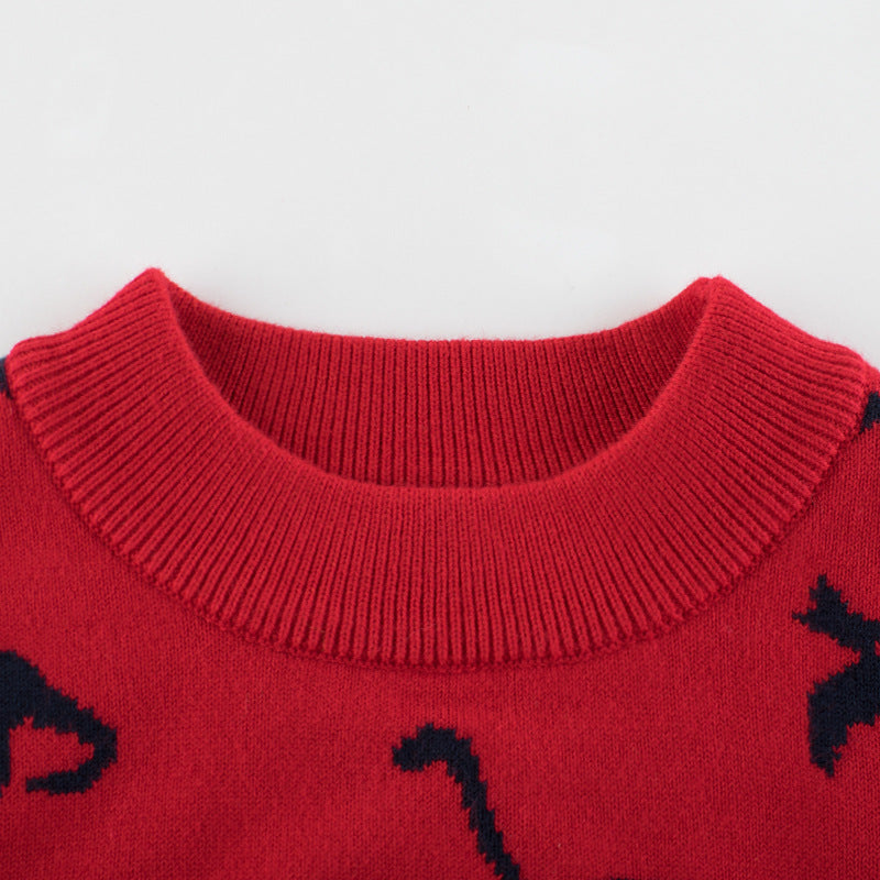 Boys Dinosaur Knit Sweater – Soft Crewneck Pullover for Toddler & Kids