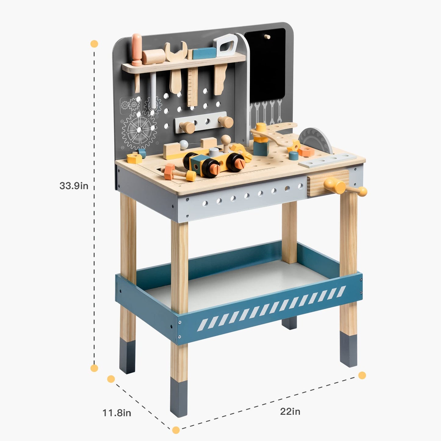 ROBOTIME Wooden Tool Bench for Kids with Play Tools Set – Educational Workshop Toy