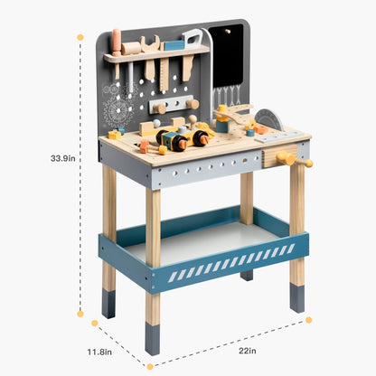 ROBOTIME Wooden Tool Bench for Kids with Play Tools Set – Educational Workshop Toy