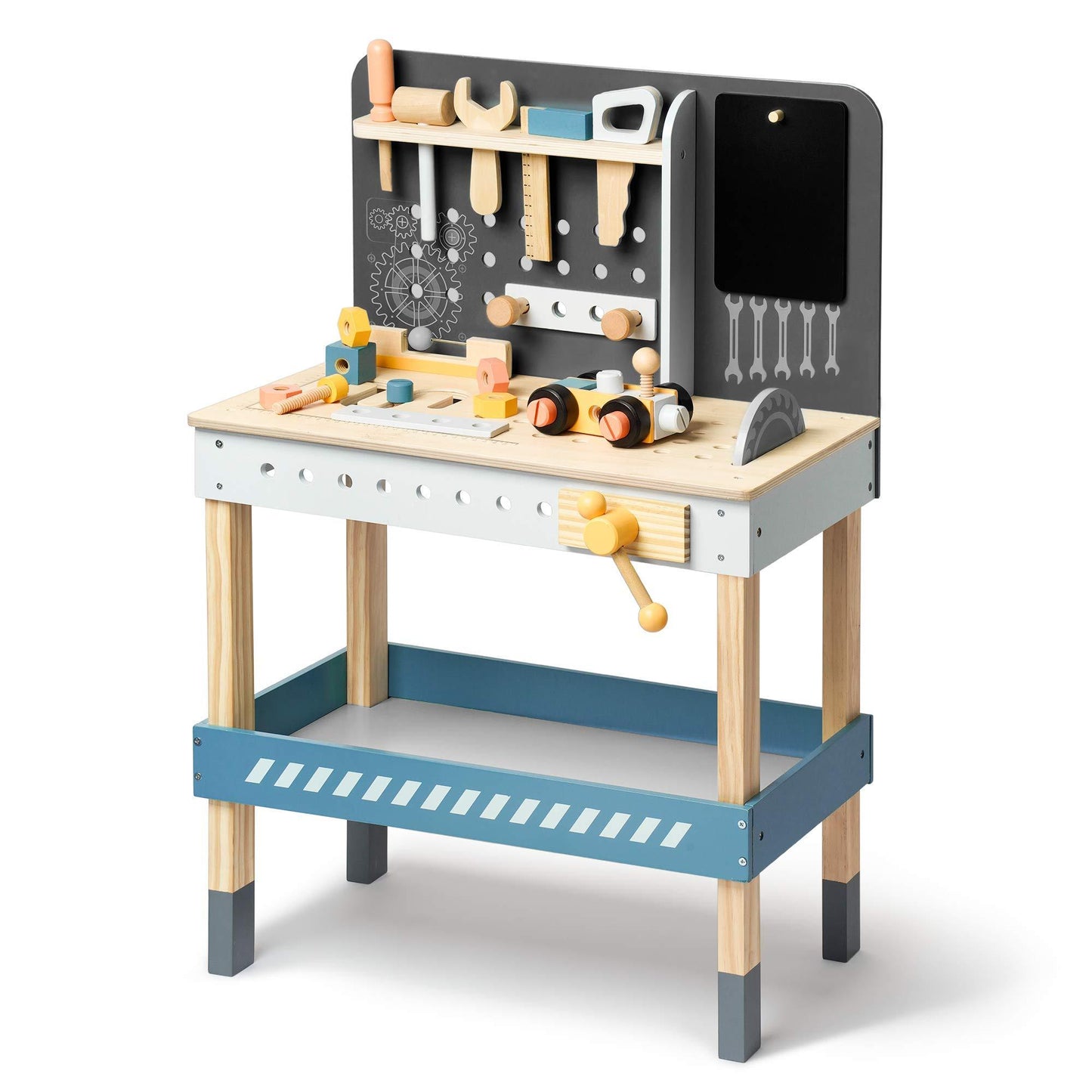 ROBOTIME Wooden Tool Bench for Kids with Play Tools Set – Educational Workshop Toy