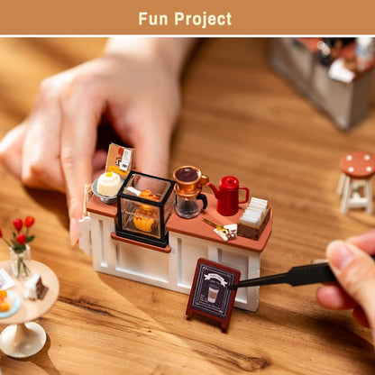Rolife No.17 Café Miniature House Kit (DG162) – DIY 3D Wooden Model with LED