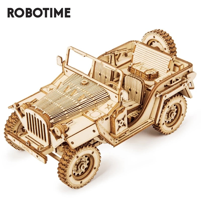 ROKR 3D Wooden Army Jeep Puzzle – DIY Model Kit for Teens & Adults (MC701)