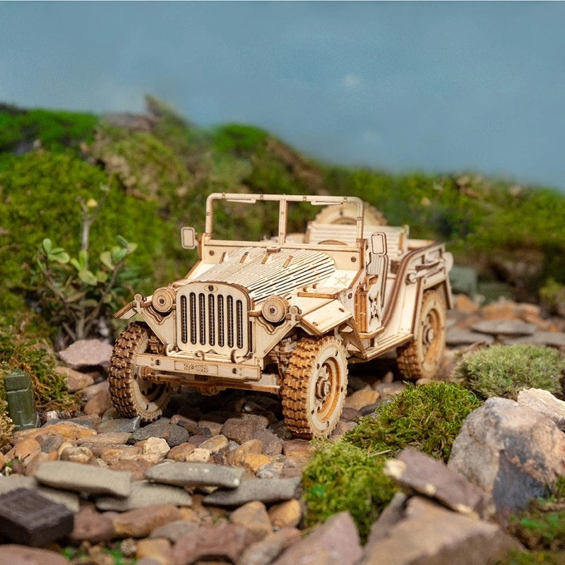 ROKR 3D Wooden Army Jeep Puzzle – DIY Model Kit for Teens & Adults (MC701)